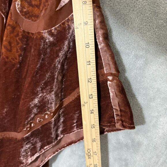 Chicos Velvet Burnout Boho Brown Fringe Poncho Tunic L/XL Fall Lagenlook - Picture 7 of 8